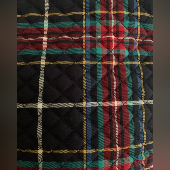 NWT Vera Bradley Tote: Blue/Red Quilted Plaid Fabric, Black Velvet Dog 15x11x6in - Picture 5 of 14